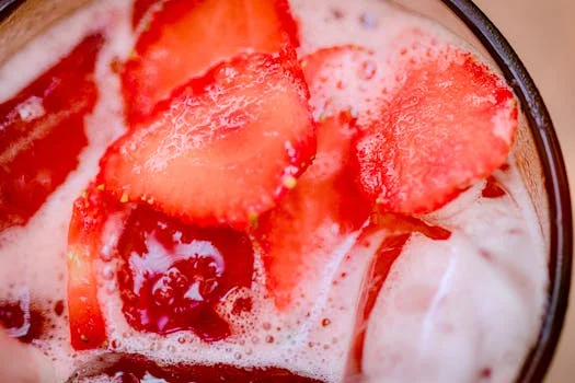 italian soda with fresh fruit garnish